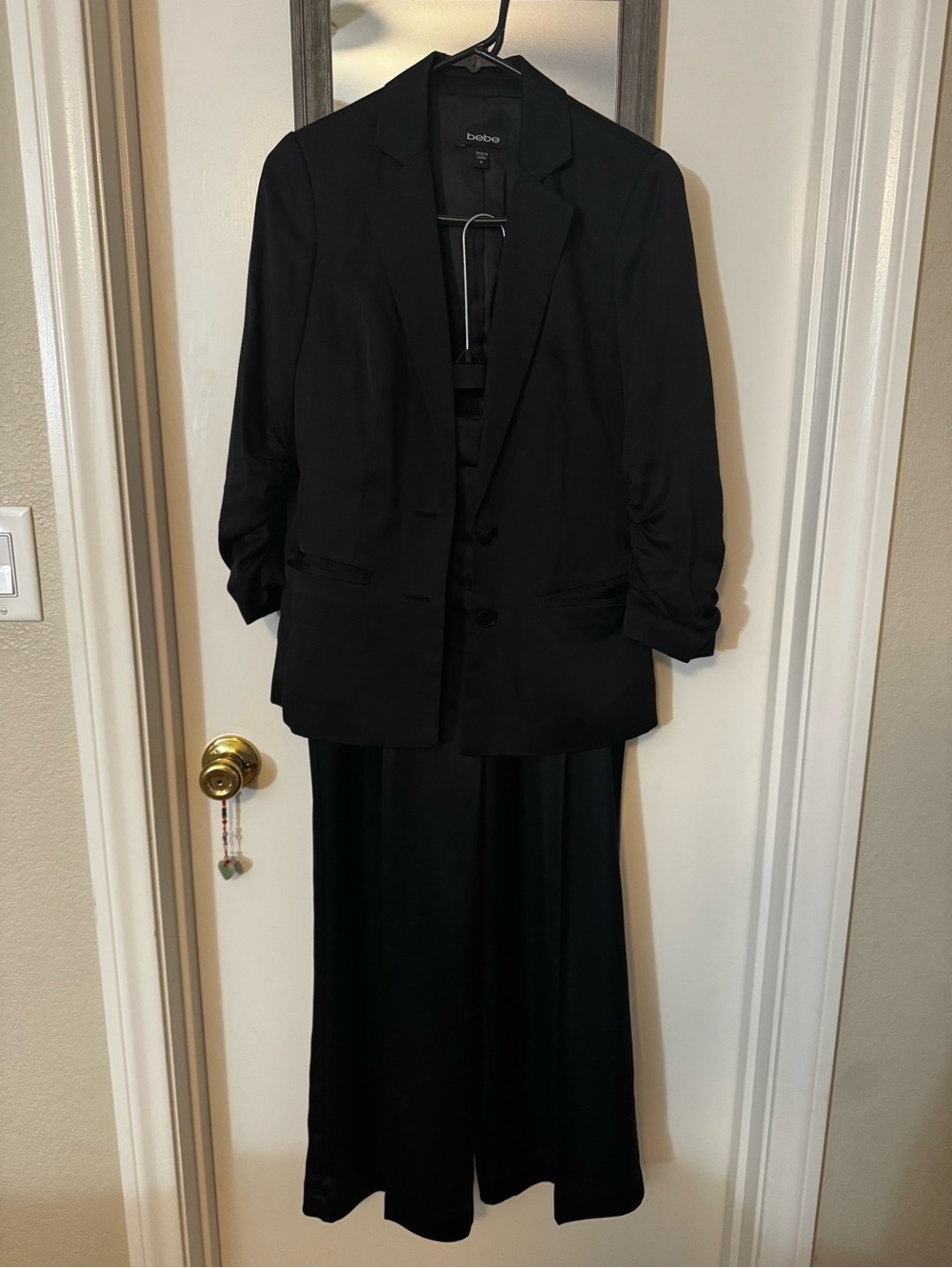 Satin Black Tailored Jacket & Pants Set